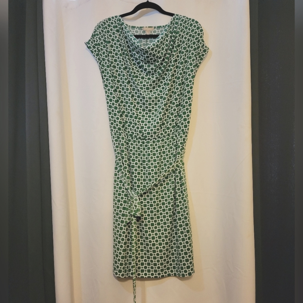 Draped neck,  tie-waist printed banana republic dress